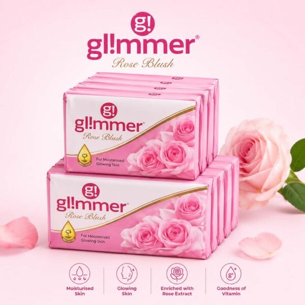 Glimmer Rose Blush Soap - 500g (Pack of 5, 100g Each)