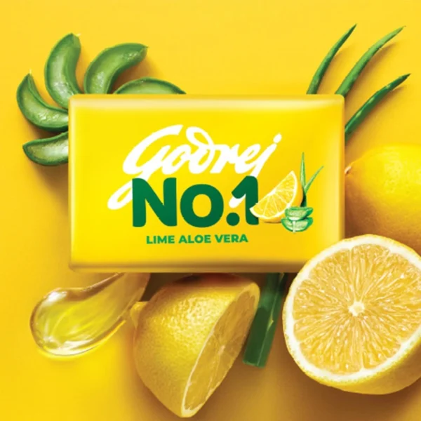 Godrej No. 1 Lime Aloe Vera Soap - 125g (4 Pack, 3+1 Free Offer)