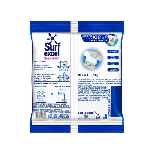 Surf Excel Easy Wash Detergent Powder - 3kg