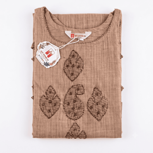 Women's Beige Cotton Blend Embroidered Kurti - Size XXL