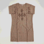 Women's Beige Cotton Blend Embroidered Kurti - Size XXL
