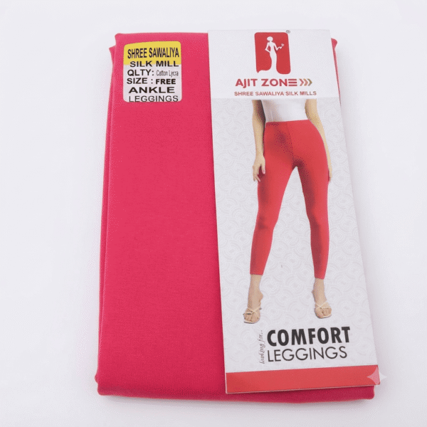 Women's Pink Cotton Lycra Ankle-Length Comfort Leggings - Free Size