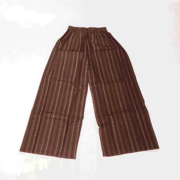 Women's Brown & Beige Striped Printed Cotton Palazzos - Size XL