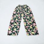 Women's Dark Green & Multi-Color Floral Printed Ribbed Palazzos - Size XL