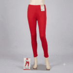 Women's Red Cotton Lycra Ankle-Length Comfort Leggings - Free Size