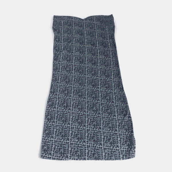 Women's Slate Grey Leaf Motif Block-Print Maxi Nighty - Size XXL