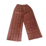 Women's Brown & Pink Geometric Printed Cotton Palazzos - Size XL