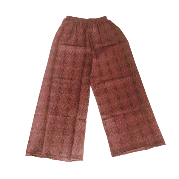 Women's Brown & Pink Geometric Printed Cotton Palazzos - Size XL