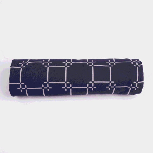 Women's Dark Navy Blue & White Geometric Grid Ribbed Palazzos - Size L
