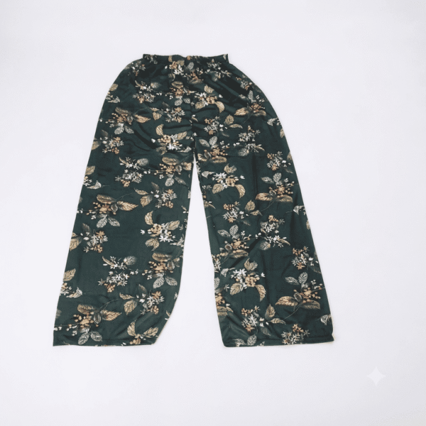 Women's Black & Multi-Color Floral Printed Ribbed Palazzos - Size XL