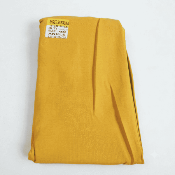 Women's Mustard Yellow Cotton Lycra Ankle-Length Comfort Leggings - Free Size