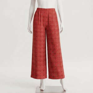 Women's Red Geometric Printed Cotton Palazzos - Size XL