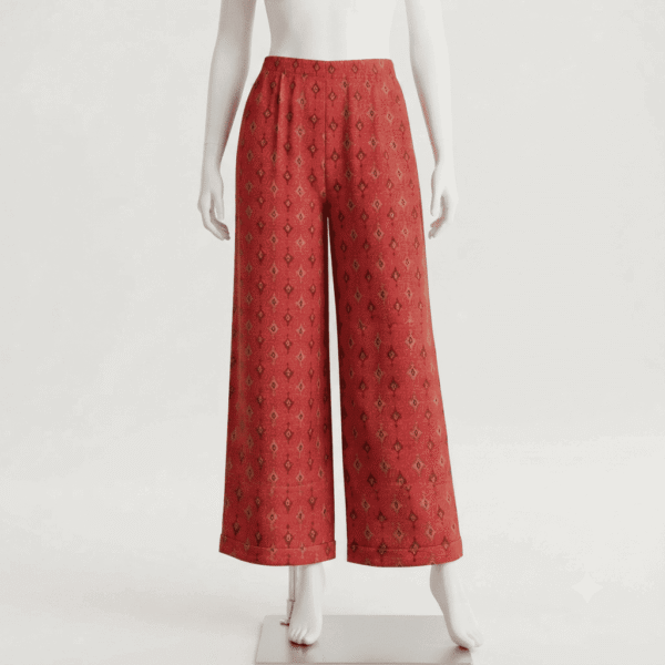 Women's Red Geometric Printed Cotton Palazzos - Size XL