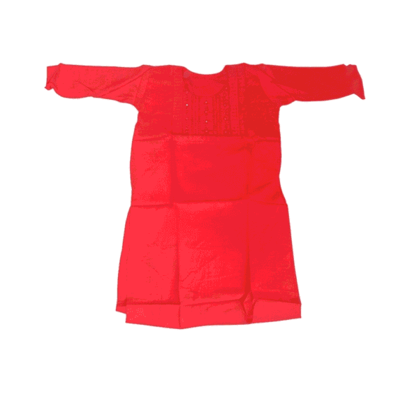 Women's Vibrant Red Embroidered Cotton Kurti - Size L