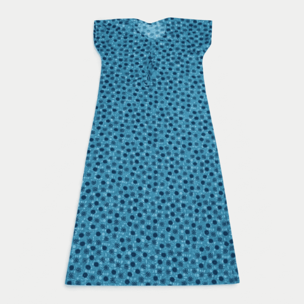 Women's Blue Floral & Geometric Print Maxi Nighty - Size XXL