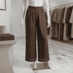 Women's Striped Brown Cotton Palazzos - Size XL