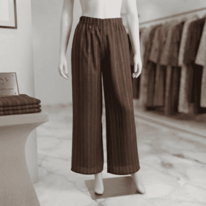 Women's Striped Brown Cotton Palazzos - Size XL