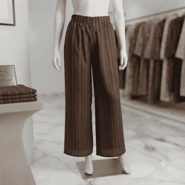 Women's Striped Brown Cotton Palazzos - Size XL