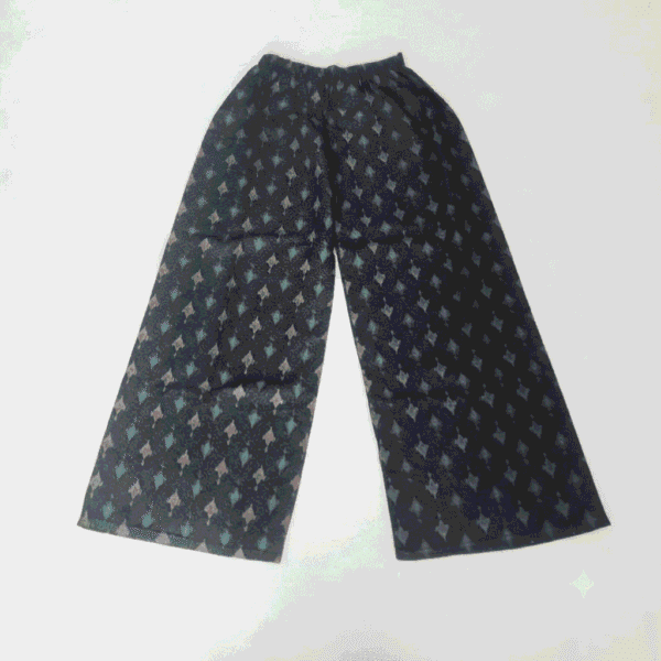 Women's Black & Grey Geometric Printed Cotton Palazzos - Size XL
