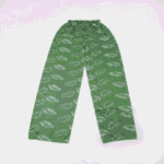 Women's Olive Green Feather Print Ribbed Palazzos - Size XL