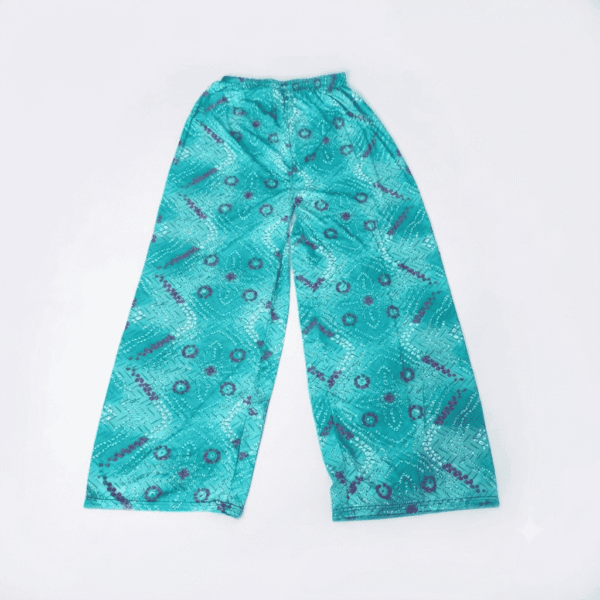 Women's Turquoise Blue & Pink Bandhani Printed Ribbed Palazzos - Size XL