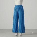 Women's Electric Blue & Black Striped Ribbed Palazzos - Size L