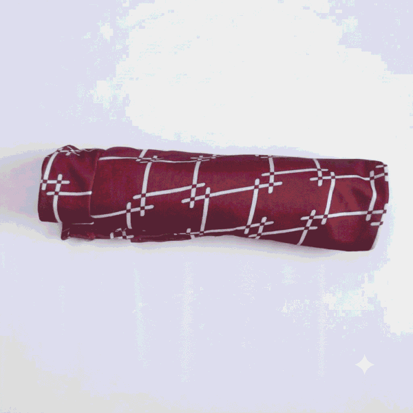 Women's Maroon & White Geometric Grid Ribbed Palazzos - Size L