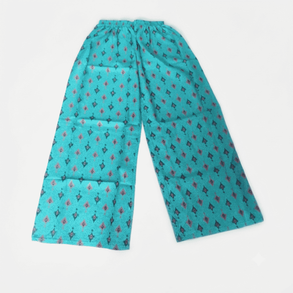 Women's Turquoise Blue & Pink Geometric Printed Cotton Palazzos - Size XL