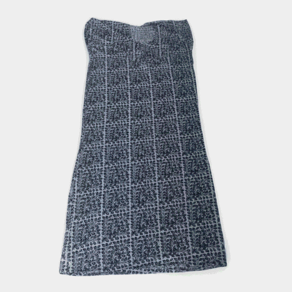 Women's Slate Grey Leaf Motif Block-Print Maxi Nighty - Size XXL