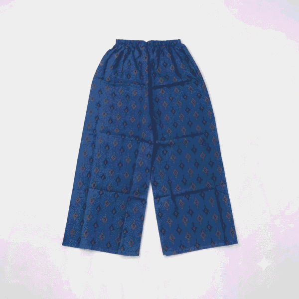 Women's Blue Geometric Printed Cotton Palazzos - Size XL