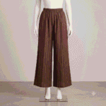 Women's Brown & Beige Striped Printed Cotton Palazzos - Size XL