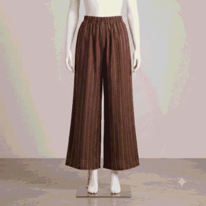 Women's Brown & Beige Striped Printed Cotton Palazzos - Size XL