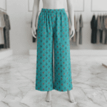 Women's Turquoise Blue & Pink Geometric Printed Cotton Palazzos - Size XL