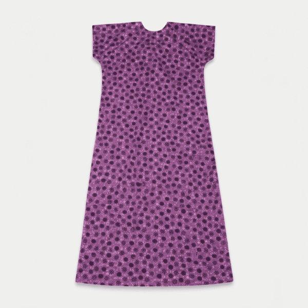 Women's Orchid Purple Floral & Circle Print Short-Sleeve Maxi Nighty - Size XXL