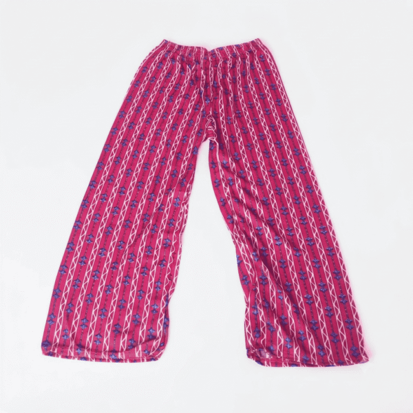 Women's Magenta & Blue Ethnic Printed Ribbed Palazzos - Size L