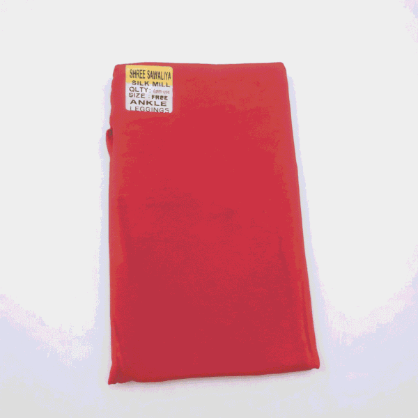 Women's Red Cotton Lycra Ankle-Length Comfort Leggings - Free Size