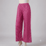 Women's Magenta & Blue Ethnic Printed Ribbed Palazzos - Size L