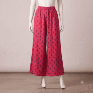 Women's Pink & Purple Geometric Printed Cotton Palazzos - Size XL