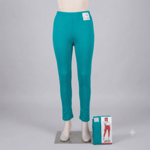 Women's Teal Green Cotton Lycra Ankle-Length Comfort Leggings - Free Size