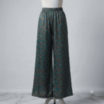 Women's Teal & Grey Checkered Ribbed Palazzos - Size L