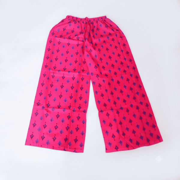 Women's Pink & Purple Geometric Printed Cotton Palazzos - Size XL