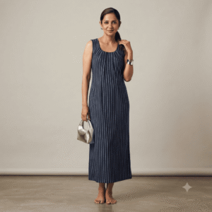 Women's Navy Blue Chain-Print Maxi Nighty - Size XXL