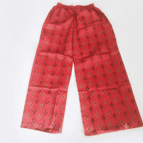 Women's Red Geometric Printed Cotton Palazzos - Size XL