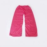Women's Magenta Bandhani Print Ribbed Palazzos - Size L