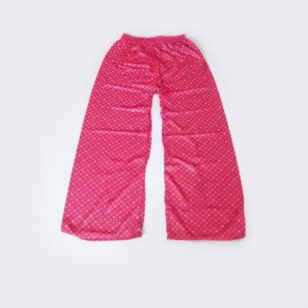 Women's Magenta Bandhani Print Ribbed Palazzos - Size L