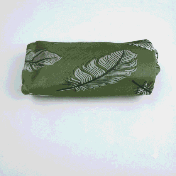 Women's Olive Green Feather Print Ribbed Palazzos - Size XL