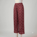 Women's Maroon & White Geometric Grid Ribbed Palazzos - Size L