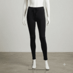 Women's Black Solid Ribbed Leggings - Size XL