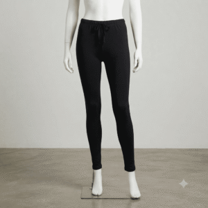 Women's Black Solid Ribbed Leggings - Size XL