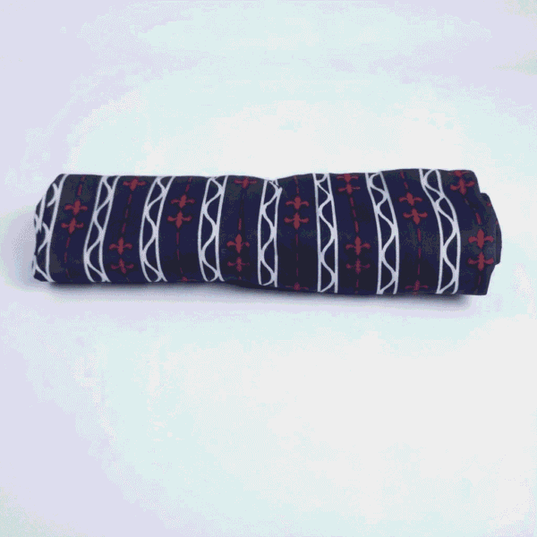Women's Navy Blue & Red Ethnic Printed Ribbed Palazzos - Size L